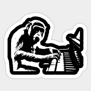 serious monkey plays the piano Sticker